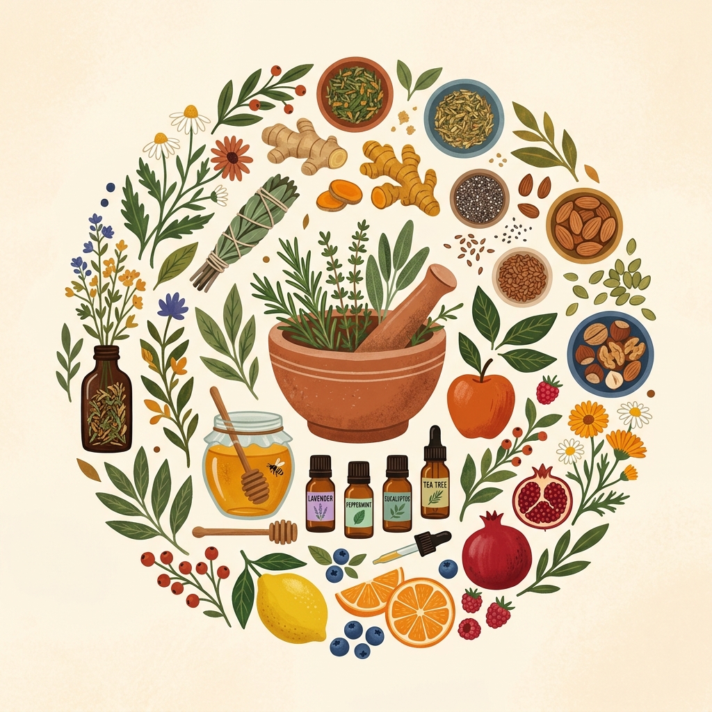 Natural organic remedies illustration